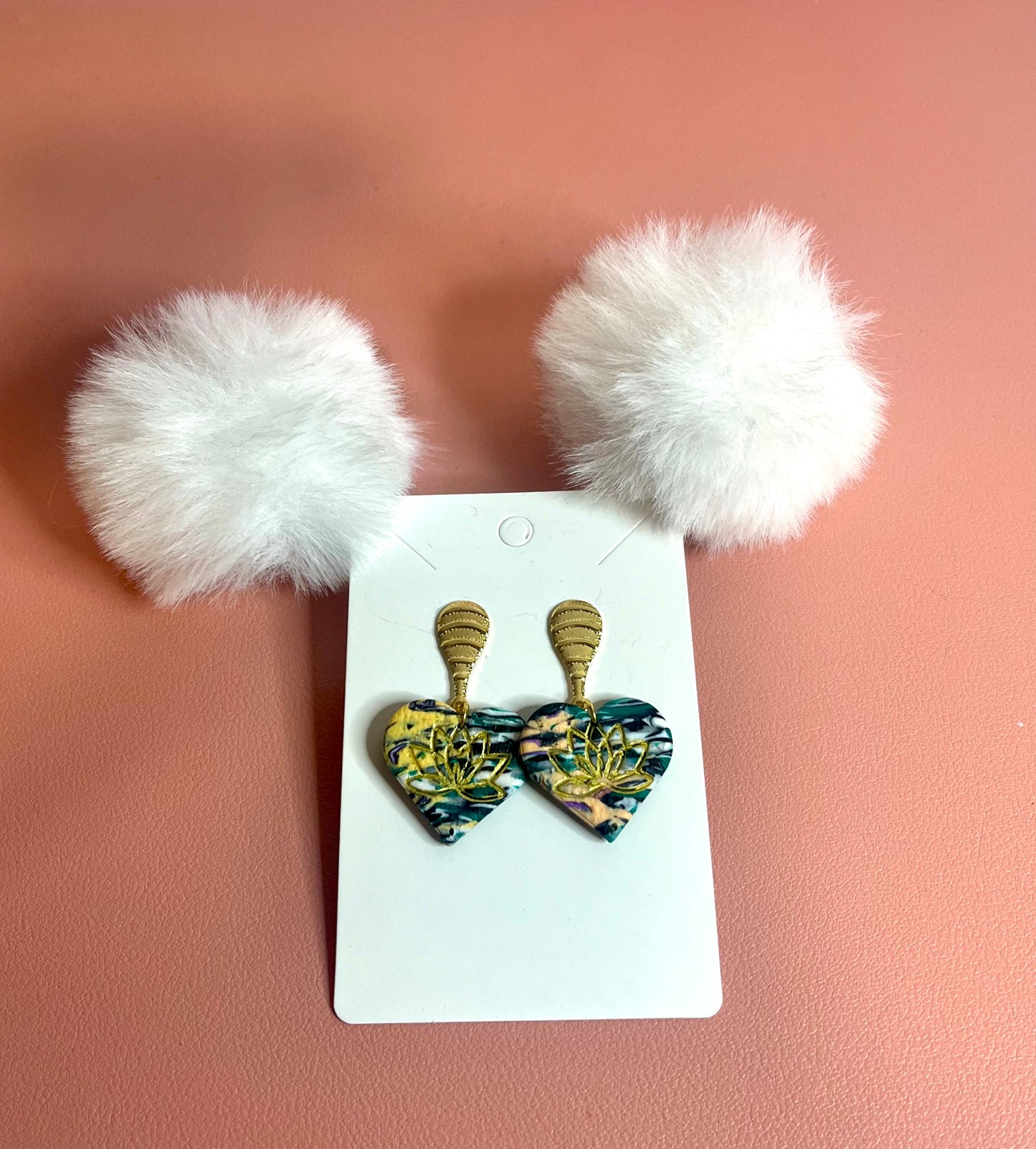Pendientes corazón Loto dorado