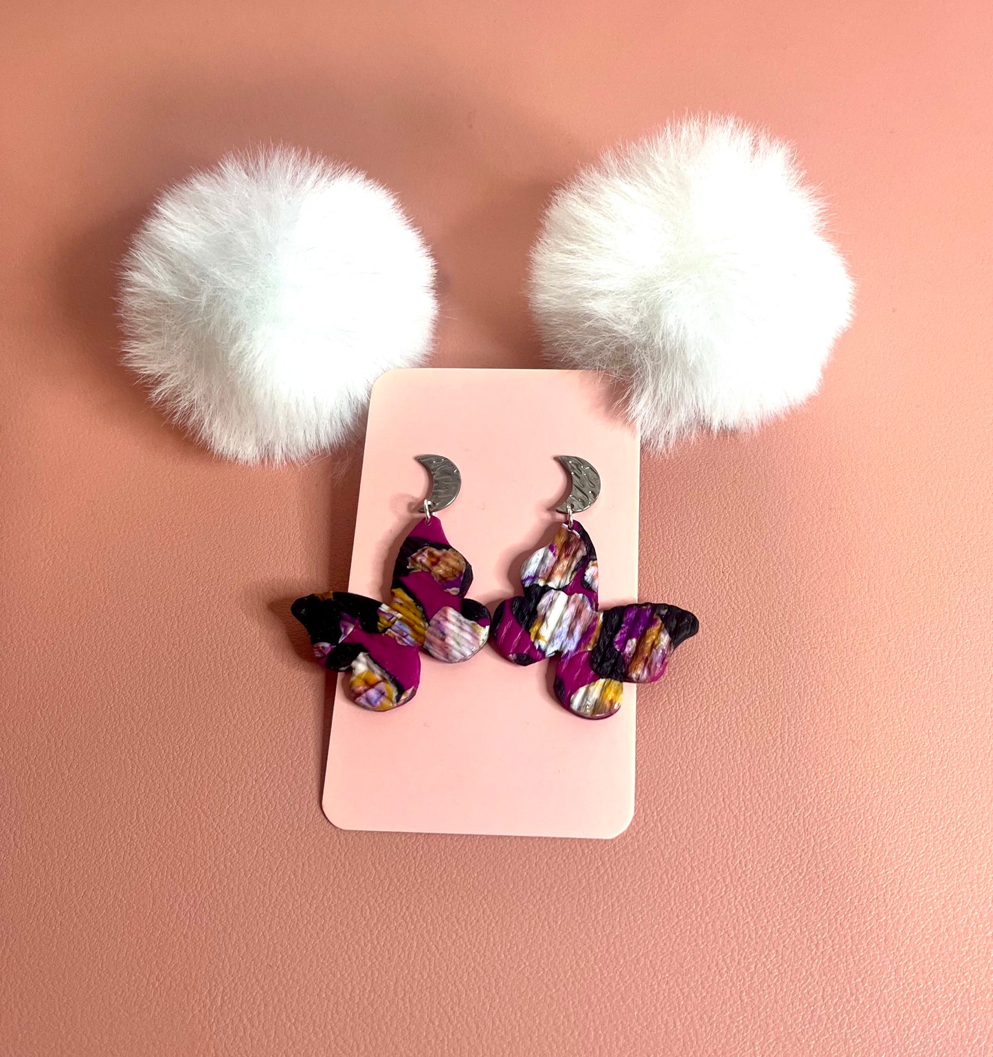 Pendientes mariposa rosada