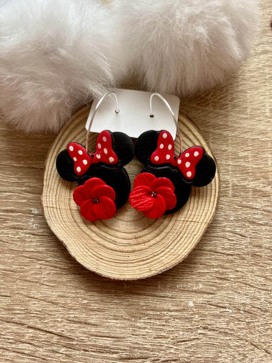 Pendientes Ratoncita flor roja