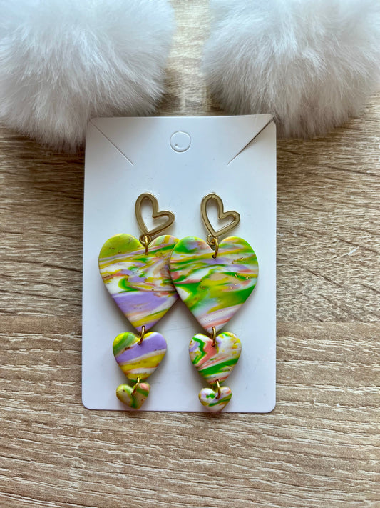 Pendientes Triple Corazón Verano