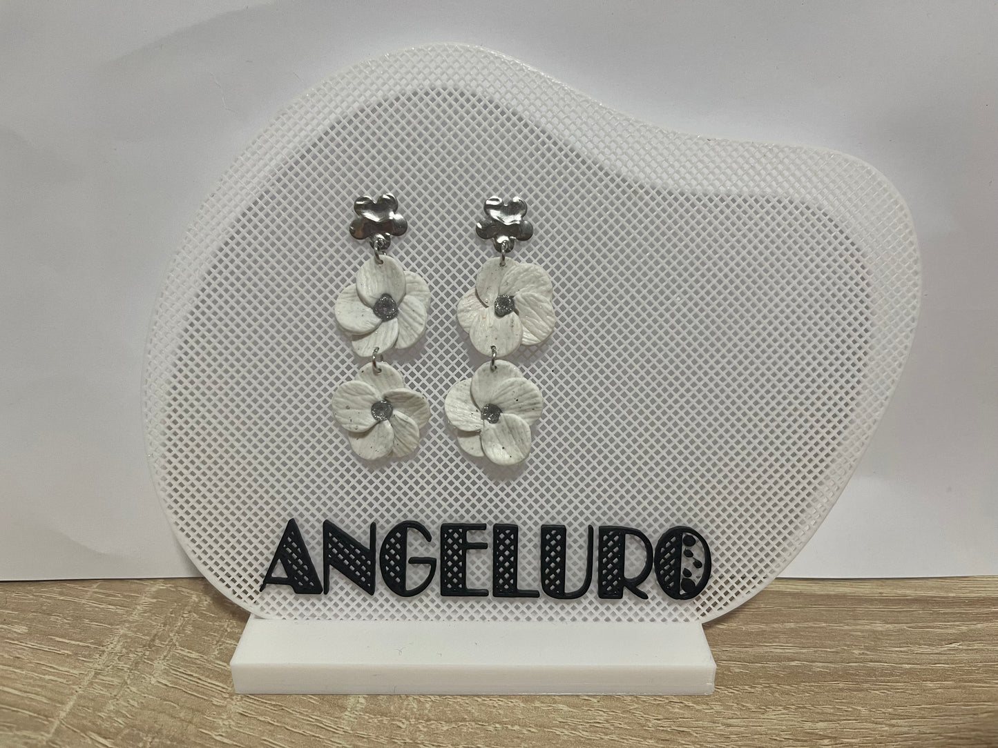 Pendientes doble margarita blancas