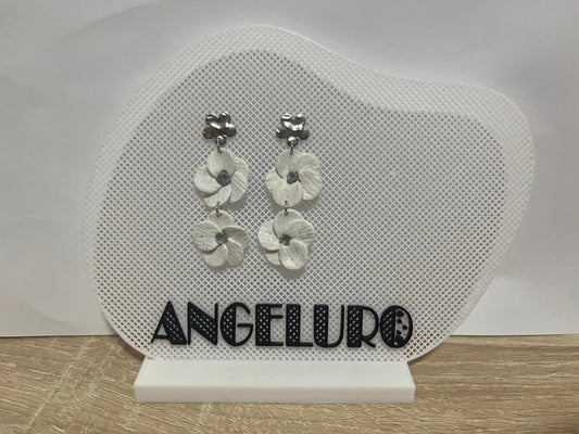 Pendientes doble margarita blancas