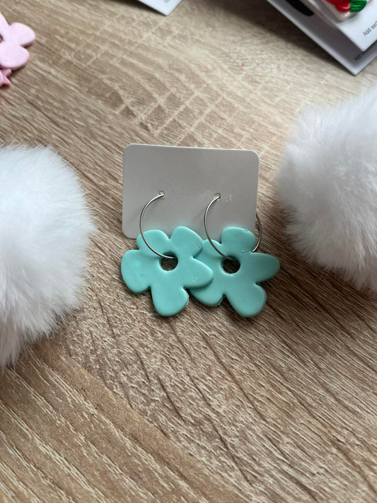 Pendientes Flower Pop verde agua