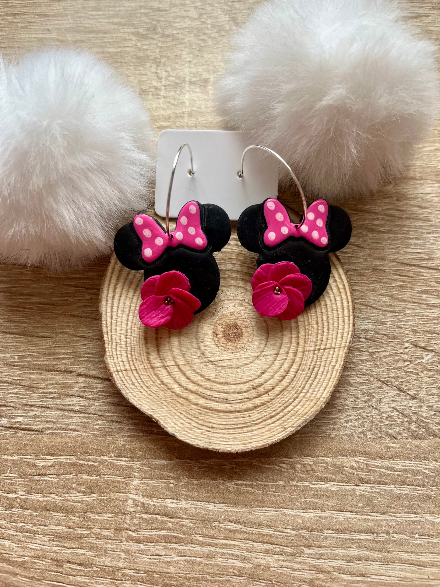 Pendientes Ratoncita flor rosa