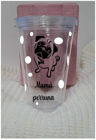 Vaso Mascota Pug + nombre